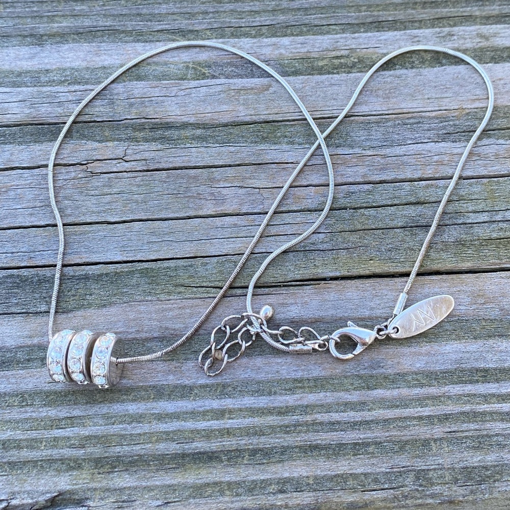 2 for $20 - NY Collection crystal bead necklace 3 beads silver plated vintage